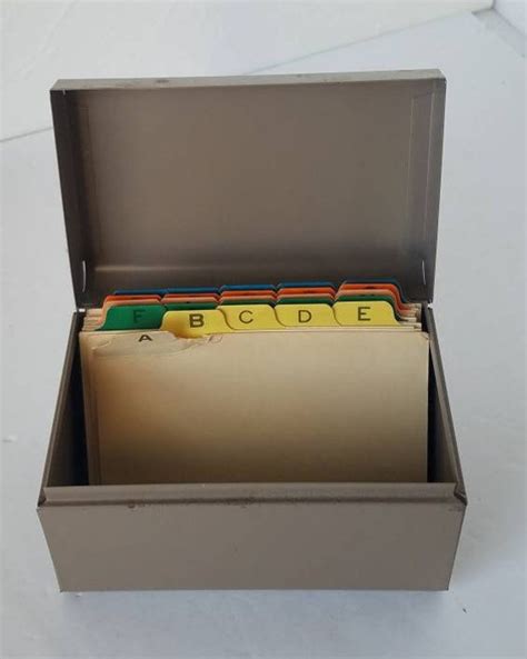 vintage metal index card box|metal 3x5 index card holder.